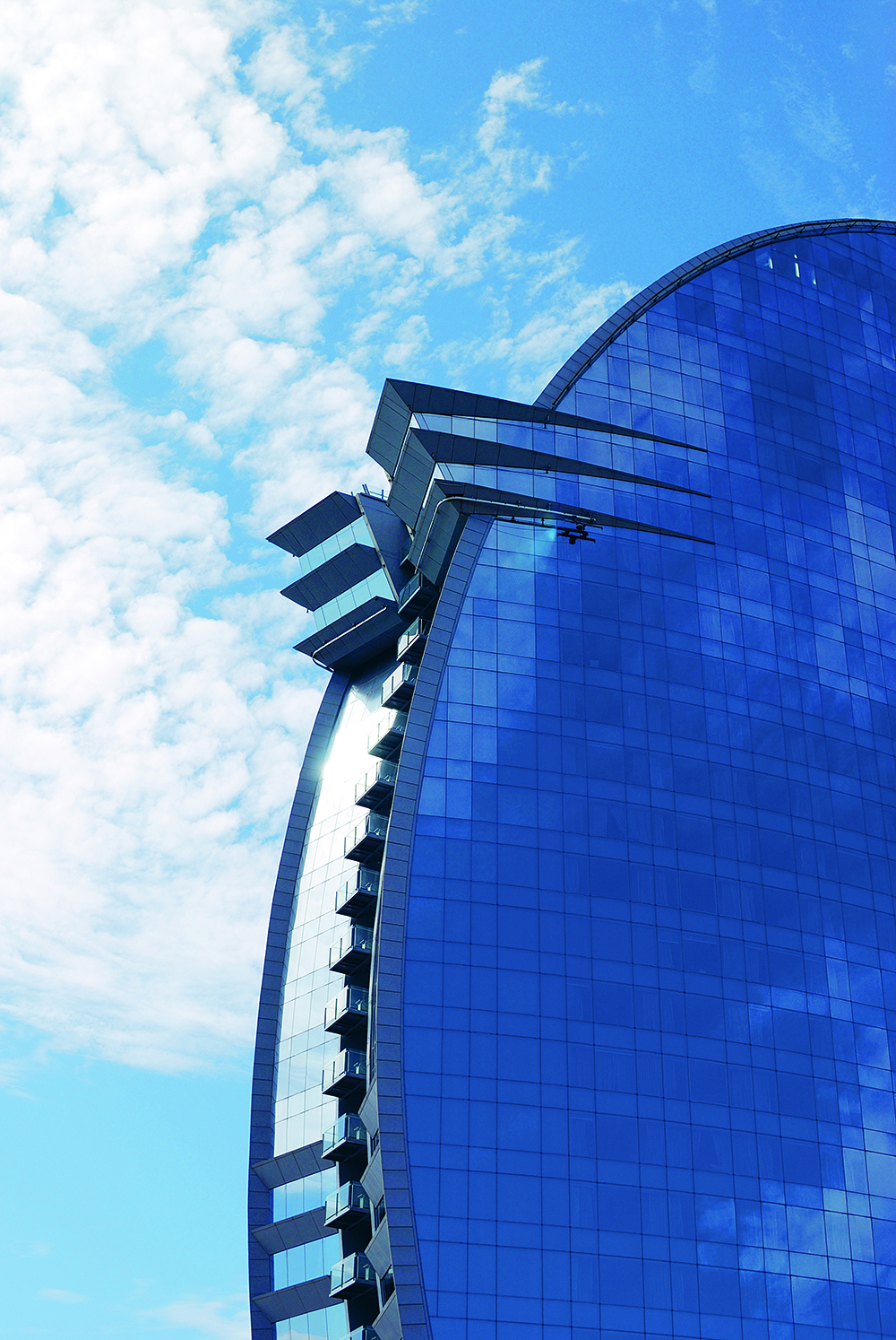 The Hotel W Barcelona on the seafront at Barceloneta. Catalonia. Spain